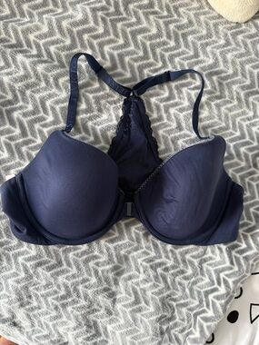 Victoria's Secret Navy Padded Racerback Bra with front closure
